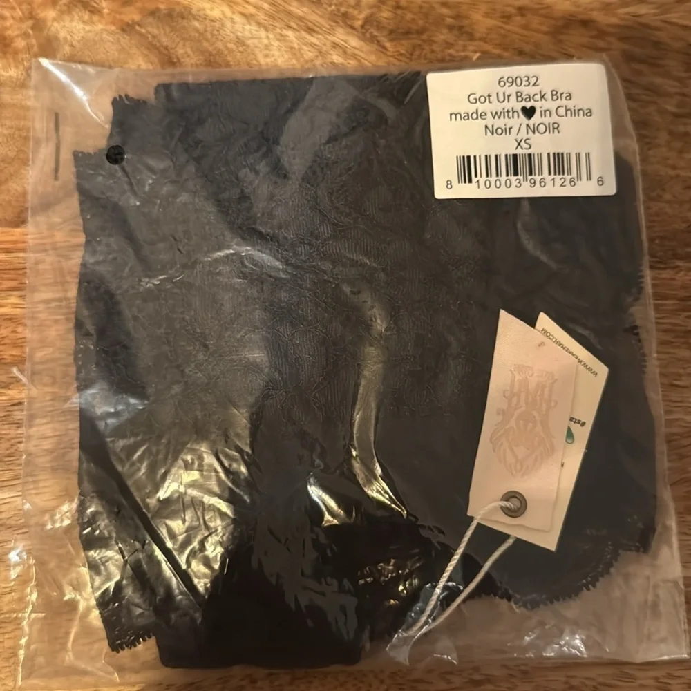 NWT $58 HAH Got Ur Back Bra in Noir Black Lace Coquette Dark Romantic Sz XS